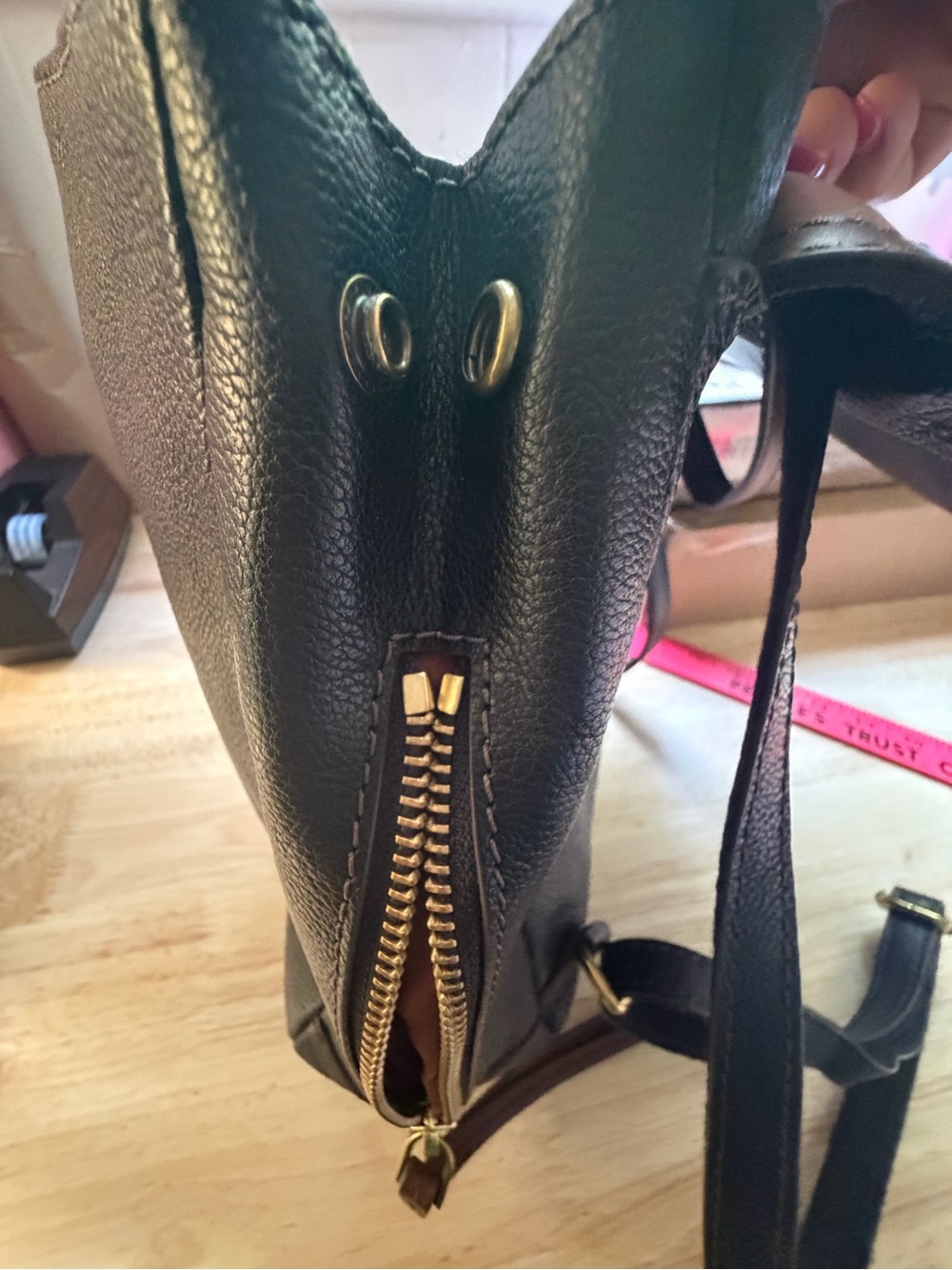 Fossil Black Leather Backpack Conceal n Carry